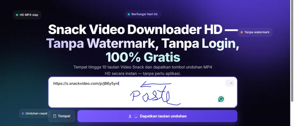 Snack Video Downloader HD (2026) Tanpa Watermark, Gratis & Cepat 1 step one 2